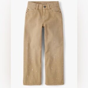 Tan Paint-Splatter Jeans